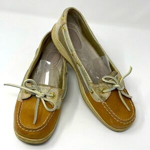 Sperry Top Sider Angelfish Boat Shoes Tan Leather Lace Up STS93484 Women's 8 M